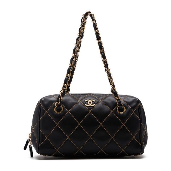 Chanel Double Chain Calf Leather Black - Picture 1 of 7